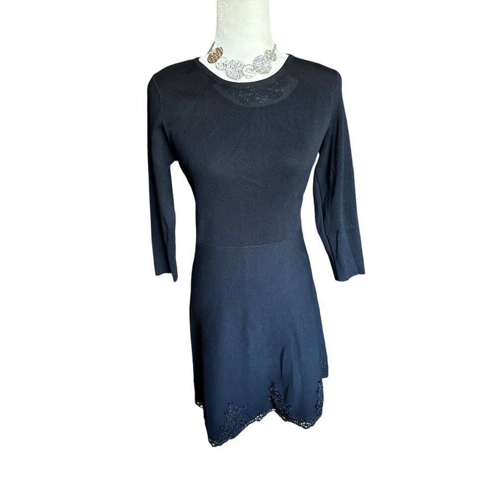 Nanette Lepore Black Lace Lace Hem Sweater Dress, Women's, Size Small